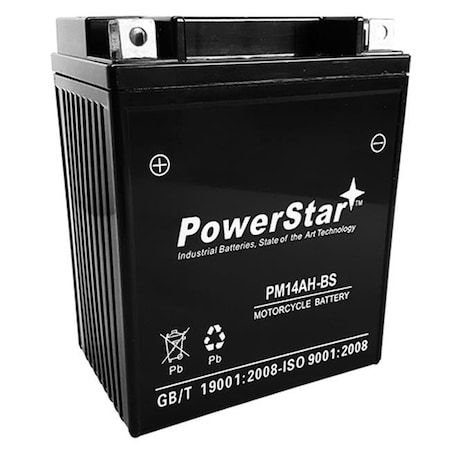 Powerstar PM14AH-BS-0000 14AH-BS Battery for 1998 Kawasaki ATV; KLF300-B Bayou & 300cc PM14AH-BS-0000